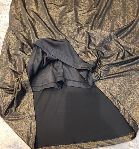 NWT Avenue Gold Metallic Black Stretchy Sleeveless Drape Neck Dress Sz 26/28 4X - Picture 9 of 14